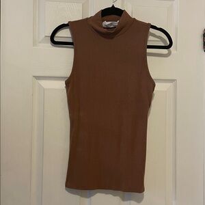 Okakie mock neck tan tank top ribbed minimalist